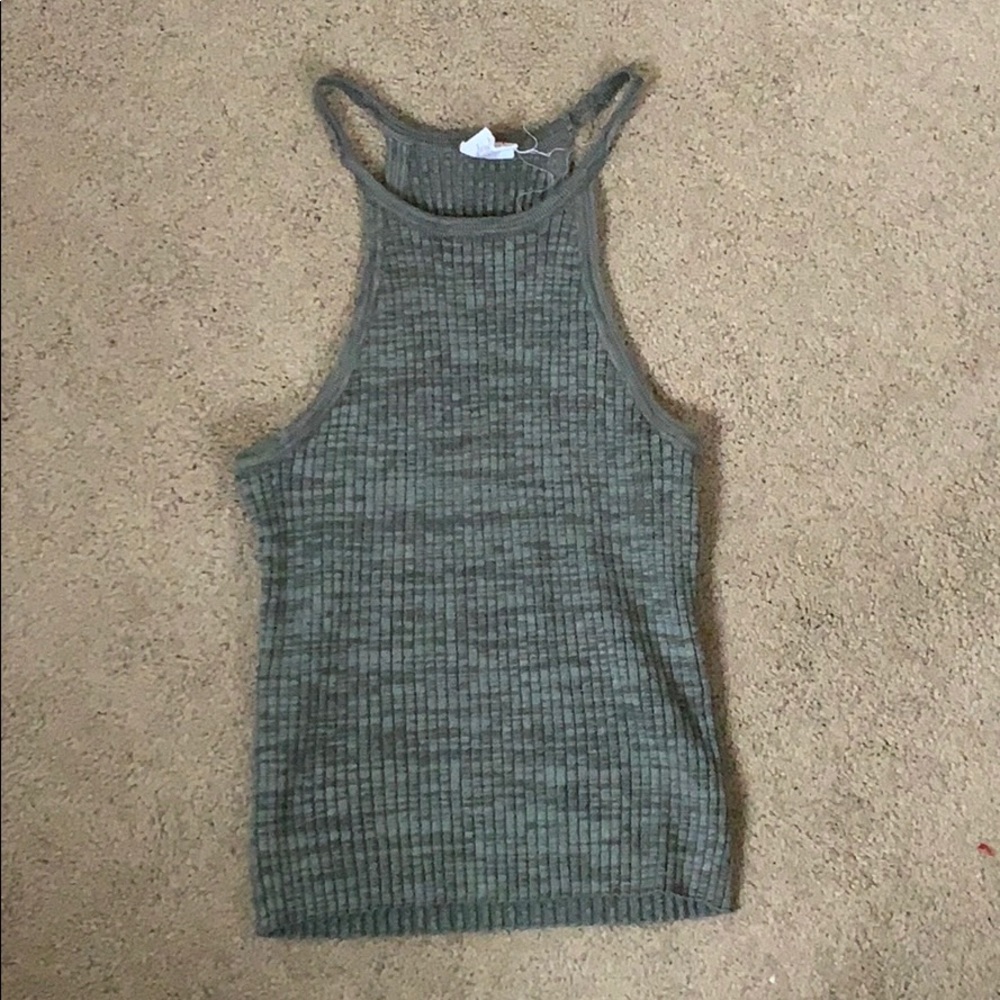 Green ribbed halter top